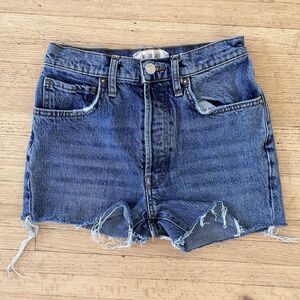 Free People Denim Jean Shorts Raw Hem Size 25 Button Fly We the Free Distressed